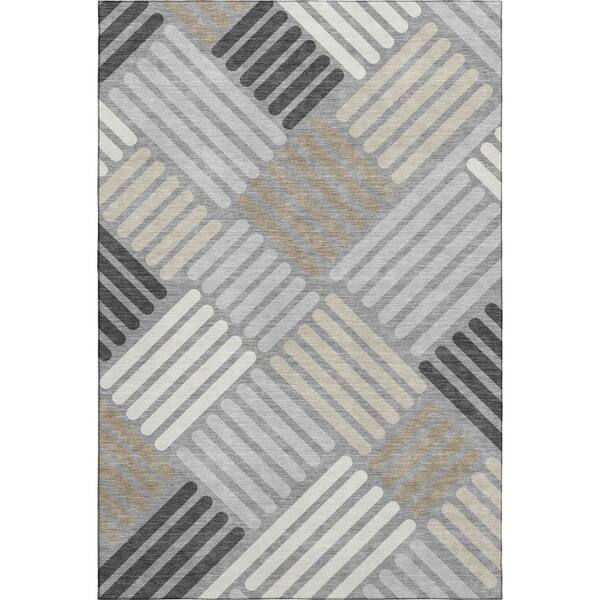 Mayfield Premium Machine Washable Abstract AMF2339 Gray 10 ft. x 14 ft. Area Rug