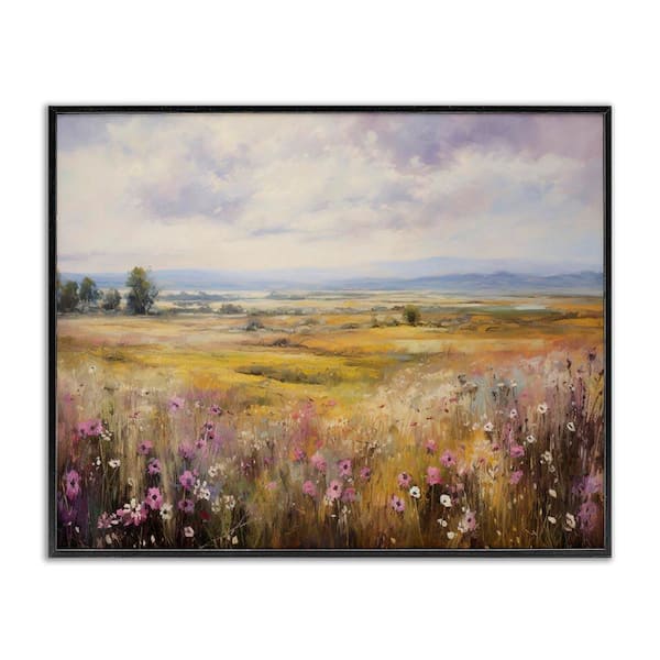 Stupell Industries Vast Meadow with Subtle Flowers by Franklyn Gregory Black Framed Nature Giclee Art Print 24 in. x 30 in.