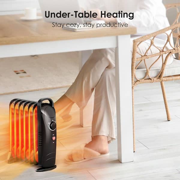 700-Watt Electric Radiator Heater w/Adjustable Thermostat, Silent Radiant Heating Space Heater for Indoor Bedroom Office