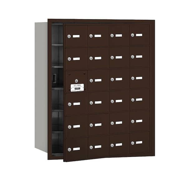 Salsbury Industries 3600 Series Bronze Private Front Loading 4B Plus Horizontal Mailbox with 24A Doors (23 Usable)