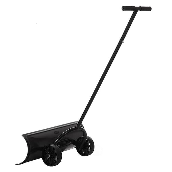 29 in. Metal Handle Steel Snow Shovel with 10 in. Wheels