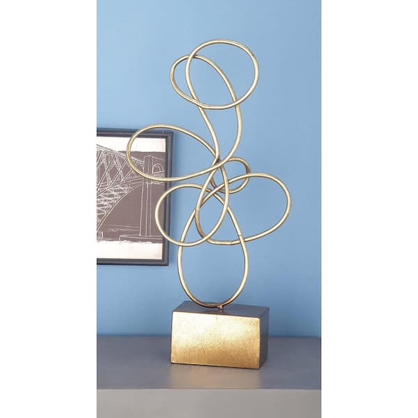 Litton Lane 22 in. x 10 in. Decorative Abstract Sculpture in Rustic Gold Iron