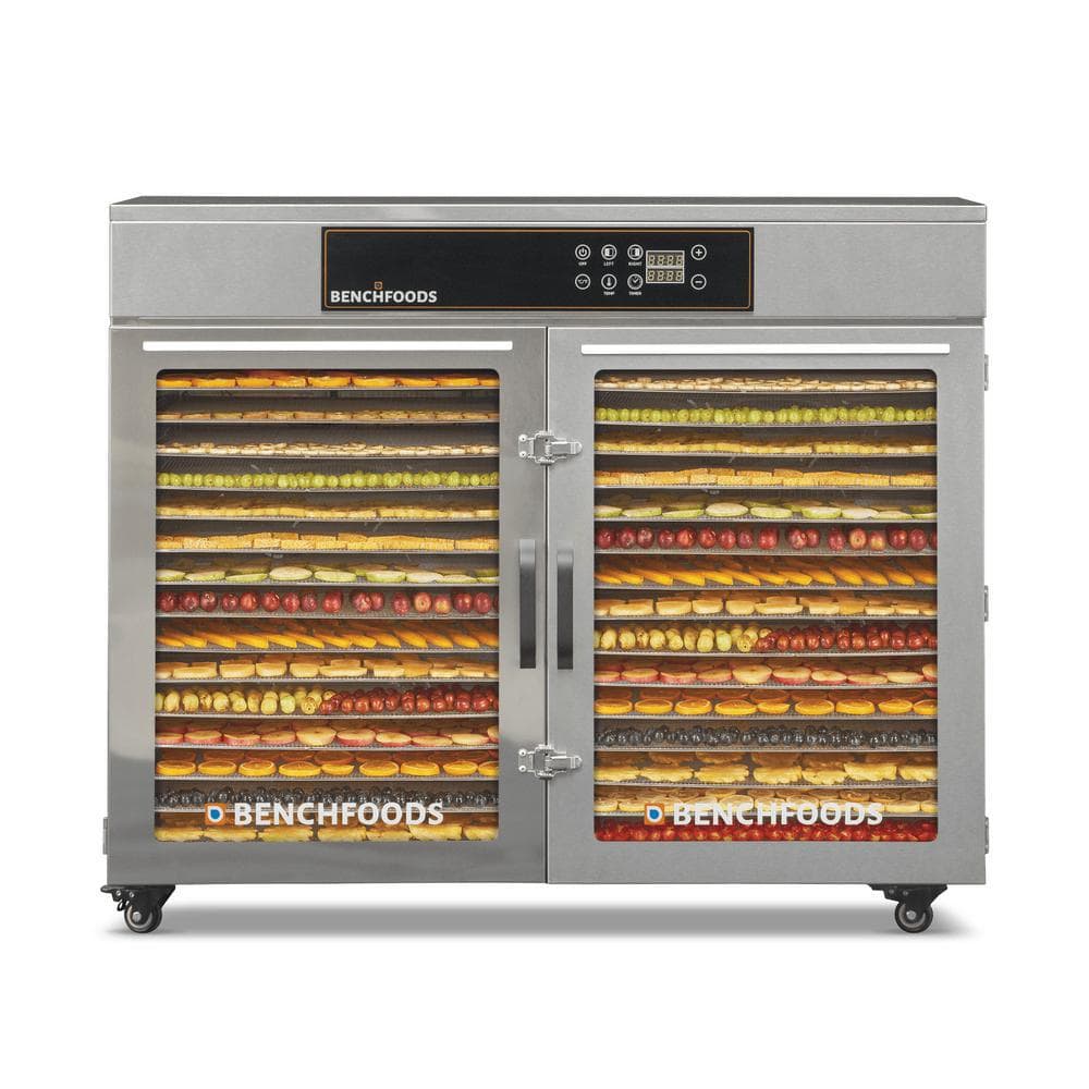 2-Zone 32 Tray Horizontal Digital Premium Stainless Steel Dehydrator With Glass Door