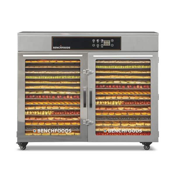 2-Zone 32 Tray Horizontal Digital Premium Stainless Steel Dehydrator With Glass Door