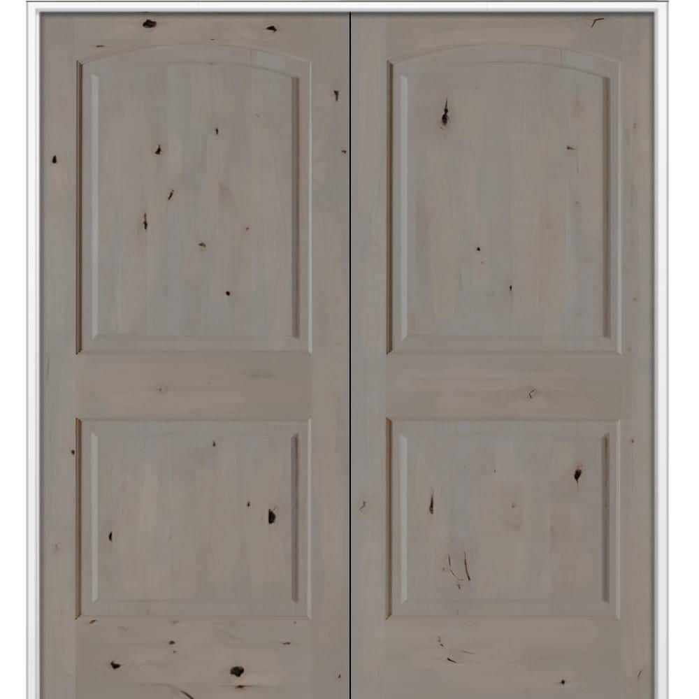 Krosswood Doors 56 in. x 80 in. Rustic 2-Panel Arch Top Universal ...