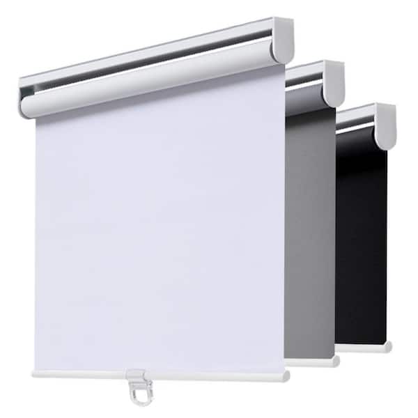 Cordless Blackout Roller Shade, Thermal Insulated, Easy Install, Polyester, Best for Kids, White, 36 in. W x 72 in. L