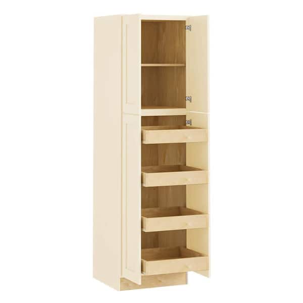 Home Decorators Collection Newport 24 in. W x 24 in. D x 84 in. H Assembled Plywood Pantry Kitchen Cabinet in Blended Cream with 4ROT Soft Close