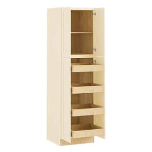 Newport Cream Painted Plywood Shaker Assembled Pantry Kitchen Cabinet 4 ROT Soft Close 24 in W x 24 in D x 84 in H