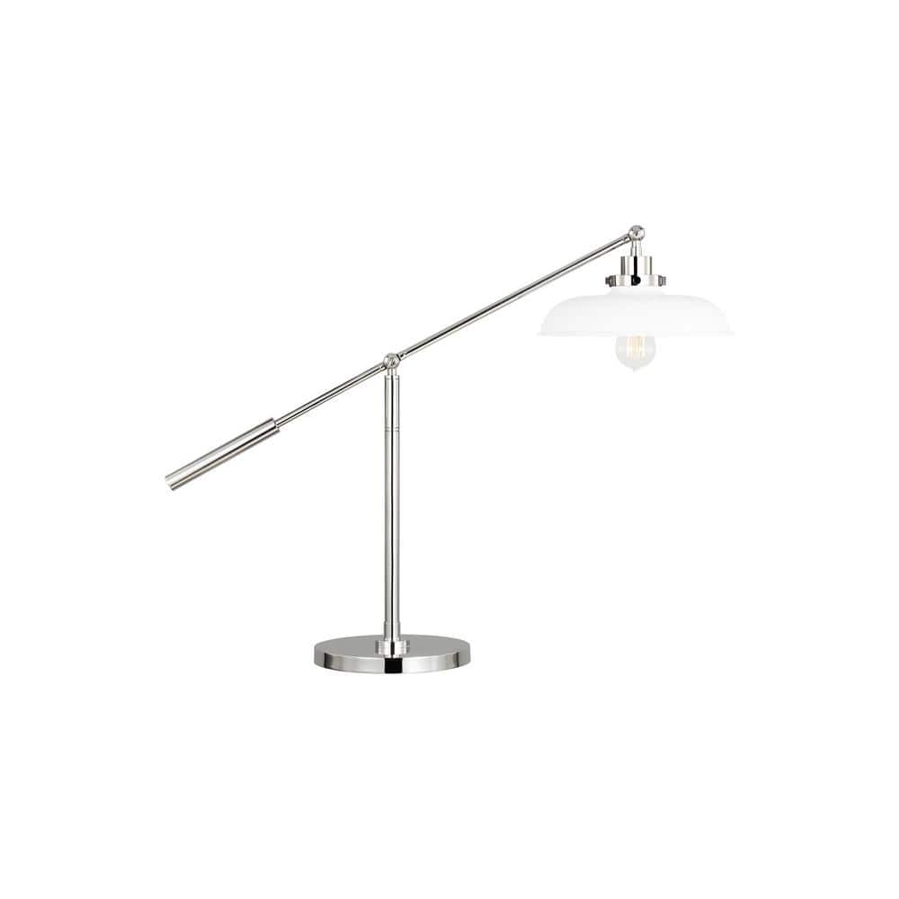 Wellfleet Adjustable 23.375" Polished Nickel and Matte White Desk Lamp Set