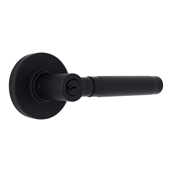 Woodcliff Matte Black Keyed Entry Door Lever Featuring Dual Keyway