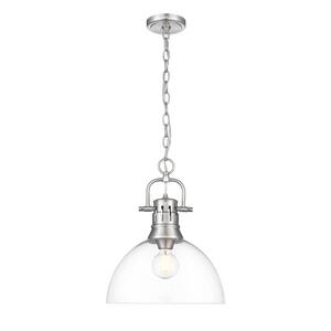 Duncan 100-Watt 1-Light Pewter Pendant Light with Glass Shade
