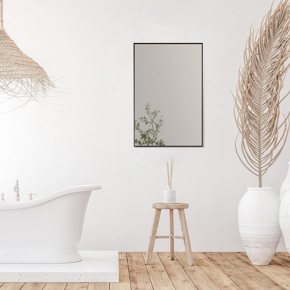 Elegant Rectangular Silver and Gold Aluminum Bathroom Vanity Mirror