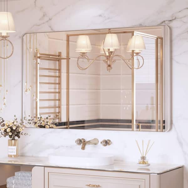 QuivaraView 24 in. W x 40 in. H Premium Aluminum Framed Rectangular Bathroom Vanity Wall Mirror in Brushed Nickel