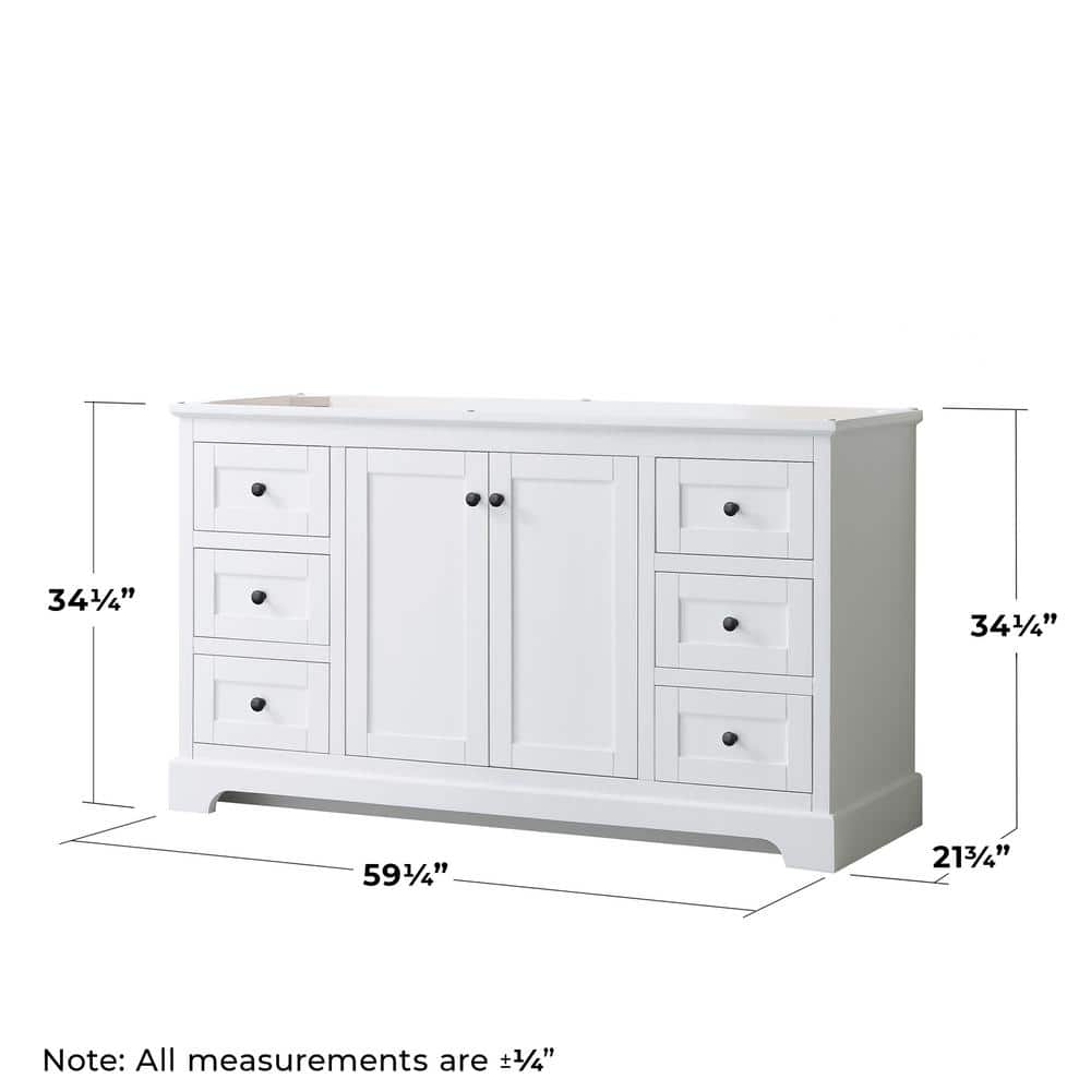Avery 60" White Freestanding Single Vanity with Matte Black Hardware