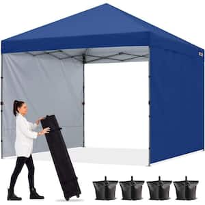 10 ft. x 10 ft. Navy Blue Instant Pop Up Canopy Tent with 2 Removeable Sidewalls
