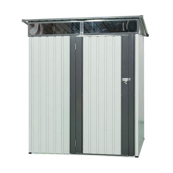 Mondawe 5 ft. W x 3 ft. D White Outdoor Metal Storage Shed with Transparent Plate (15 sq. ft.)