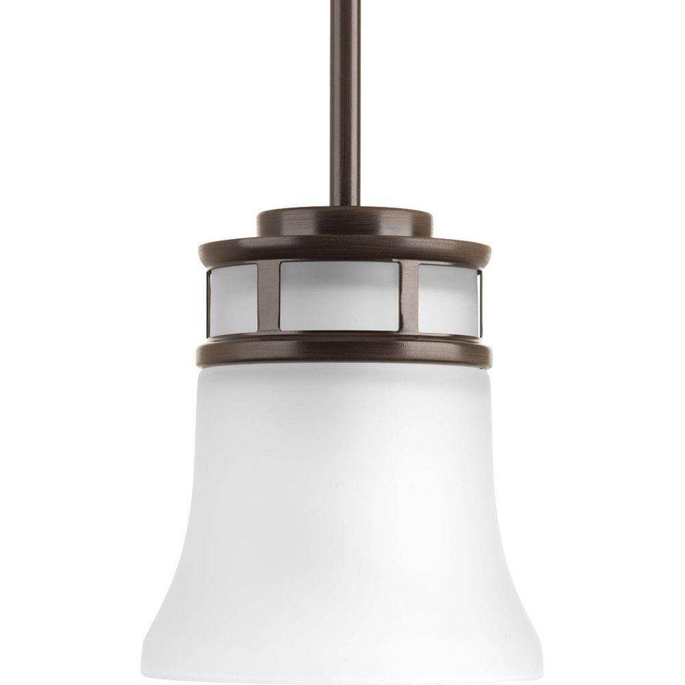Antique Bronze Mini Pendant with Etched Glass Shade