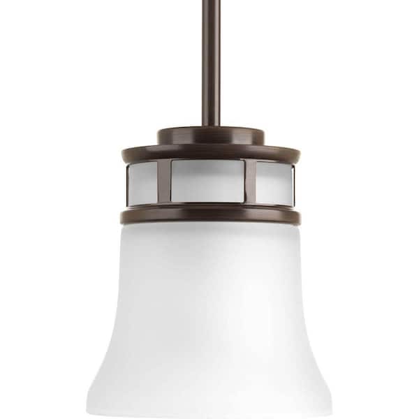 Progress Lighting Cascadia Collection 1-Light Antique Bronze Mini Pendant with Etched Glass