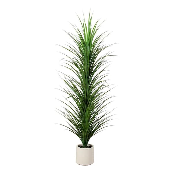 6 ft. UV Resistant Artificial Grass Plant in White Decorative Planter (Indoor/Outdoor)