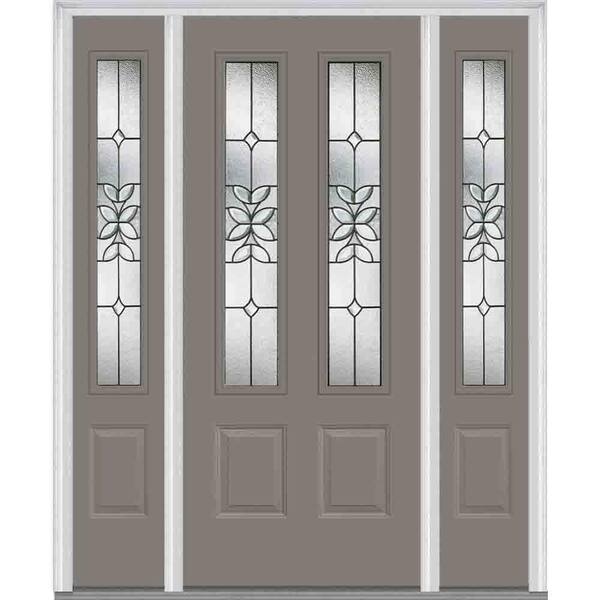 Milliken Millwork 68.5 in. x 81.75 in. Cadence Decorative Glass 2 Lite Painted Majestic Steel Exterior Door with Sidelites