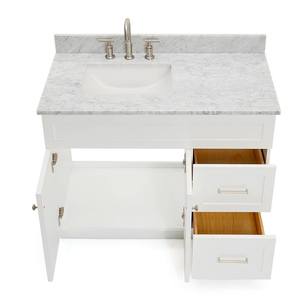 White Carrara Marble Top Single Basin Vanity Set