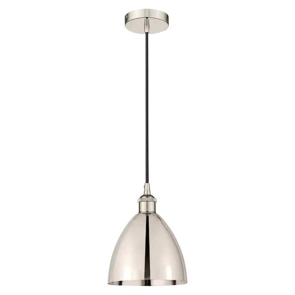Edison Dome 100-Watt 1-Light Polished Nickel Standard Mini Pendant Light with Metal Shade