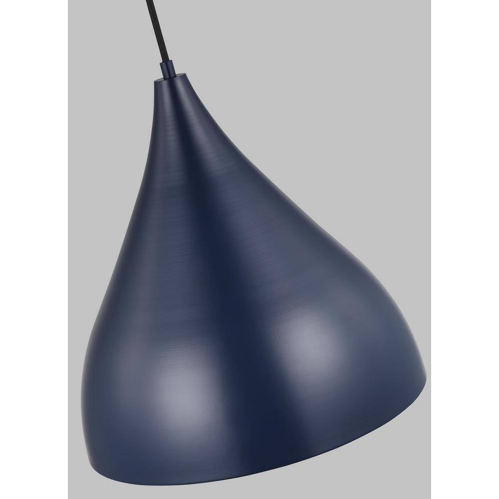 Navy Glass and Brass Indoor/Outdoor Pendant Light