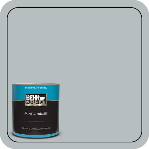 BEHR PREMIUM PLUS 1 qt. #720E-3 Rocky Mountain Sky Satin Enamel Exterior Paint & Primer