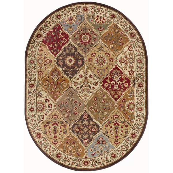 Tayse Rugs Elegance Abstract Multi-Color 7 ft. x 10ft. Oval Indoor Area Rug