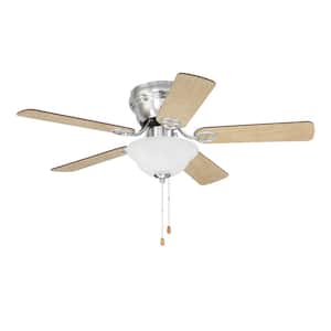 Wyman Bowl Kit 42 in. Hugger Indoor 3-Speed Brushed Polished Nickel Ceiling Fan w/Frosted Glass Bowl Light Kit Included