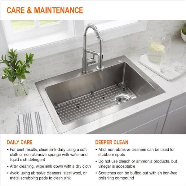 Glacier Bay All In One Dual Mount 18 Gauge Stainless Steel 25 In 2 Hole Single Bowl Kitchen Sink With Pull Out Kitchen Faucet Vt2522p18p36bn The Home Depot