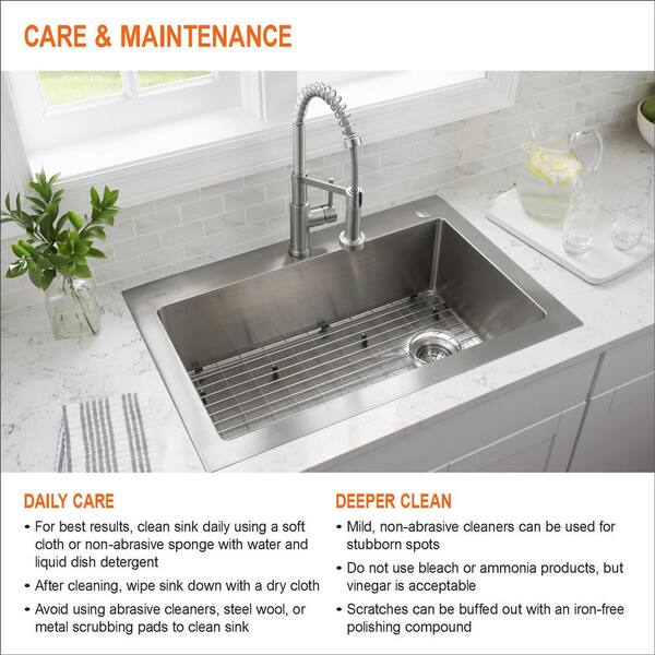 Glacier Bay All In One Drop In 20 Gauge Stainless Steel 33 In 4 Hole 50 50 Double Bowl Kitchen Sink With Pull Down Kitchen Faucet Vt3322a08p65cp The Home Depot