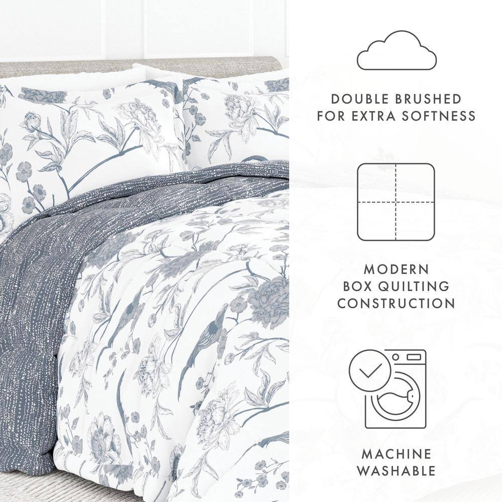 Light Blue Twin Reversible Down Alternative Microfiber Comforter Set