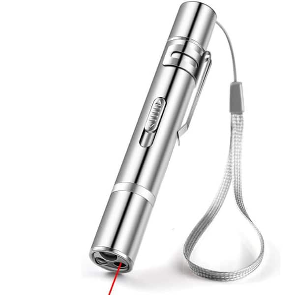Rechargeable Interactive Cat Toys Laser Pointer with LED Flashlight 7 Adjustable Patterns Screen Red Light Remote