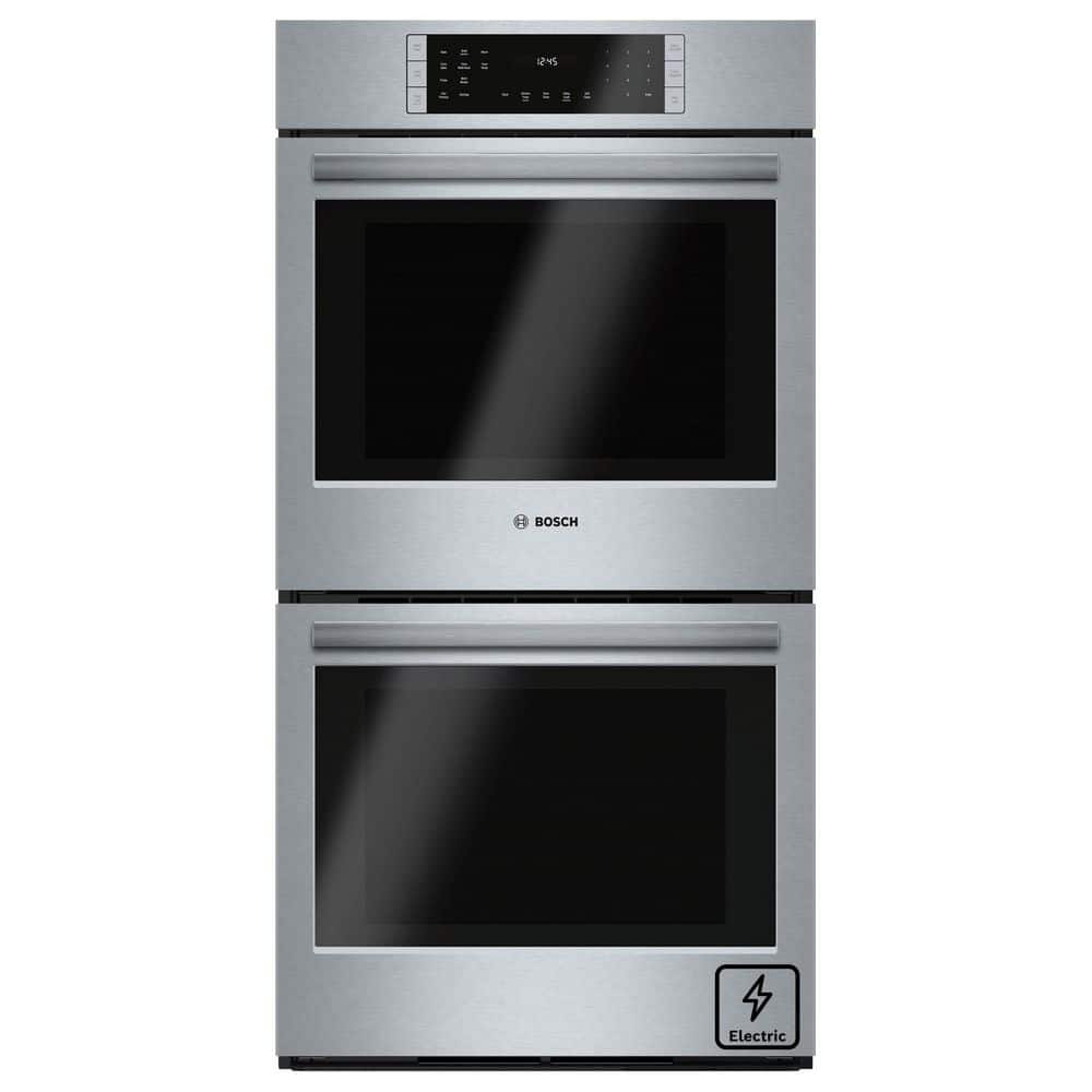 Bosch 800 Series 27 in Double Electric Wall Oven with European Convection Self Cleaning in Stainless Steel with Touch Controls