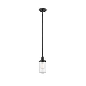 Dover 1-Light Oil Rubbed Bronze Drum Pendant Light with Clear Glass Shade