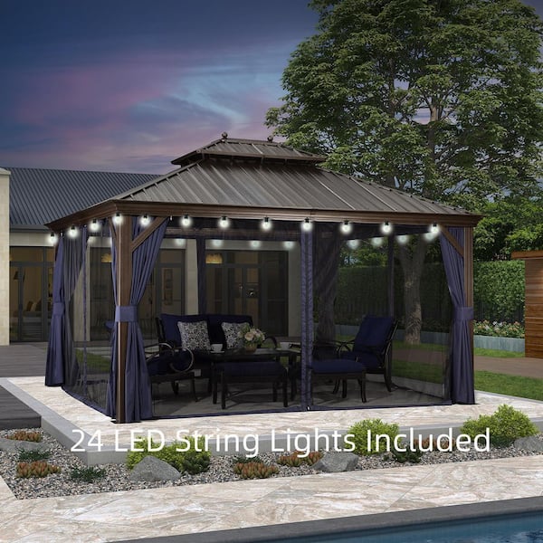 PURPLE LEAF 12 ft.x 14 ft.Bronze Patio Outdoor Gazebo for Backyard