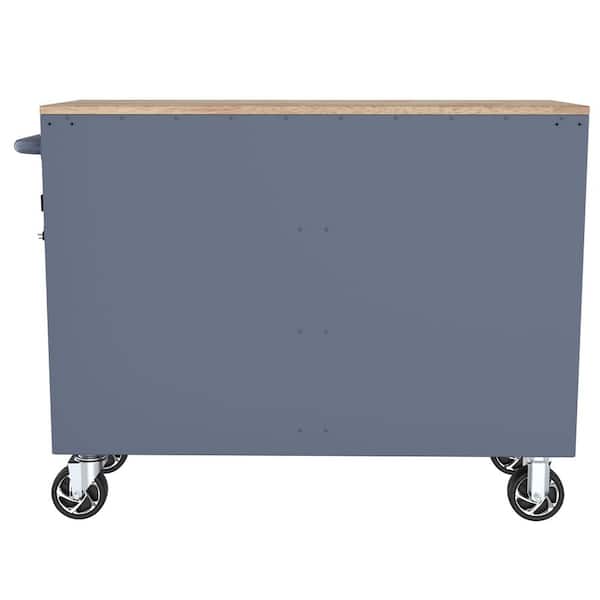 Husky Standard-Duty 46 in. W 9-Drawer Gloss Cadet Gray Mobile