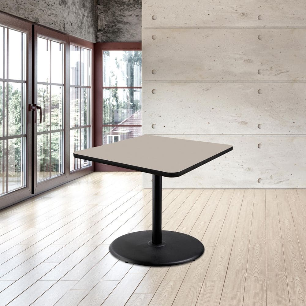 Bennet Cafe Table Grey Nebula Wood Top with Black Metal Frame 36 in. Pedestal Base Dining Table Seats 2 price history on PriceWatchPro