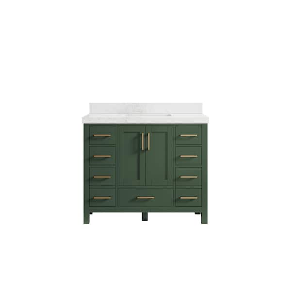Willow Collections Malibu 42 in. W x 22 in. D x 36 in. H Bath Vanity in Lafayette Green with 2 in. Empira Quartz Top