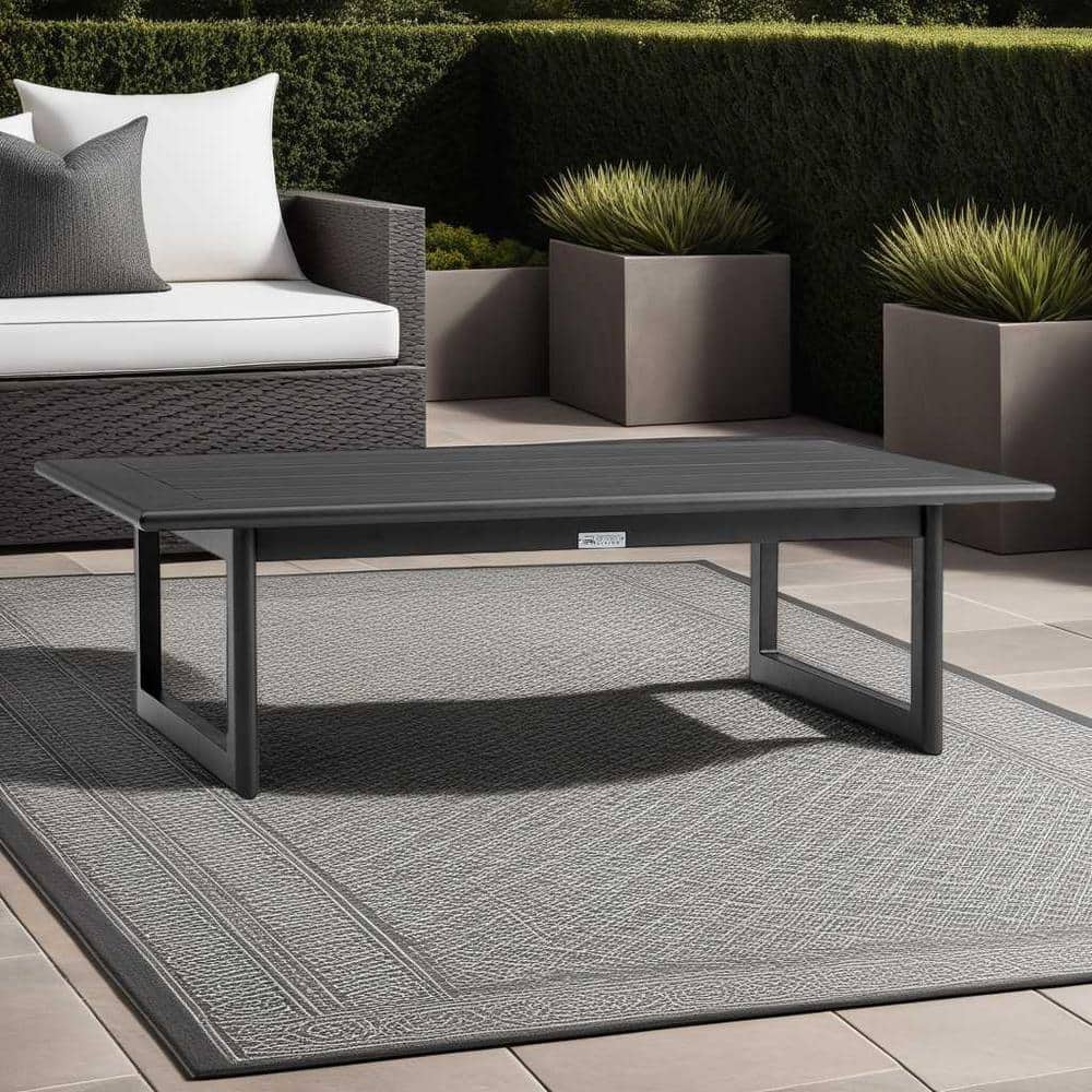 Cayman Black Rectangular Aluminum Outdoor Coffee Table