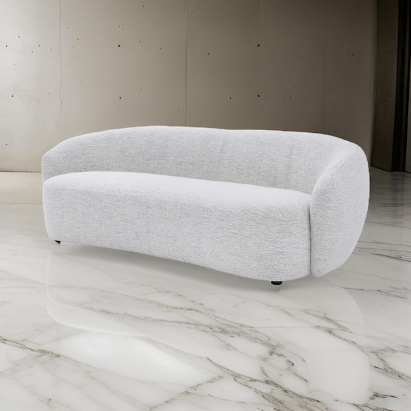 Sofa 90 in. Slope Arm Fabric Rectangle Sofa in Off White and Black