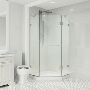 Piedmont 38 in. L x 38 in. W x 77 in. H Frameless Pivot Neo-angle Shower Enclosure Kit in Chrome with Clear Glass