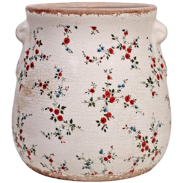 6.68" Rustic Farmhouse Ceramic Flower Pots with Drainage Hole for Indoor/Outdoor Decor
