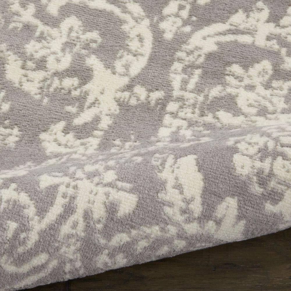 Jubilant Grey 6' x 9' Synthetic Vintage Damask Area Rug