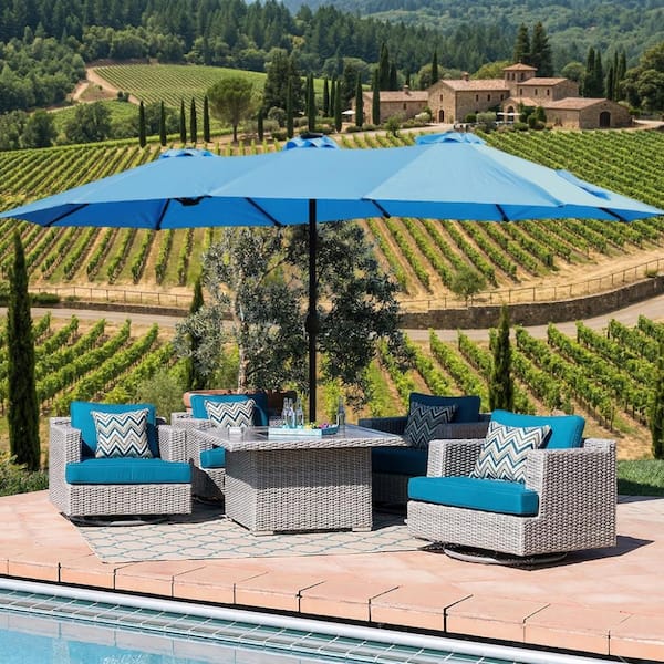 costway patio umbrella base Costway 375 LBS Outdoor Cantilever Umbrella Base with Wheels for - See Details
