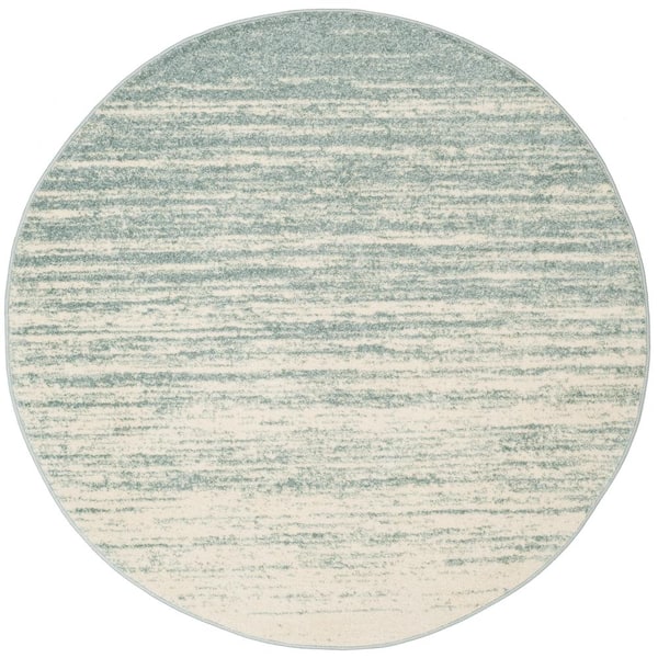 SAFAVIEH Adirondack Slate/Cream 4 ft. x 4 ft. Solid Color Striped Round Area Rug
