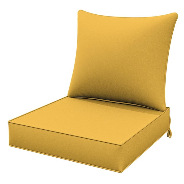 WNP 22 in. x 22 in. x 4 in. Square Outdoor Deep Seating Cushion Set Seat and Back Cushion for Lounge Chair Yellow