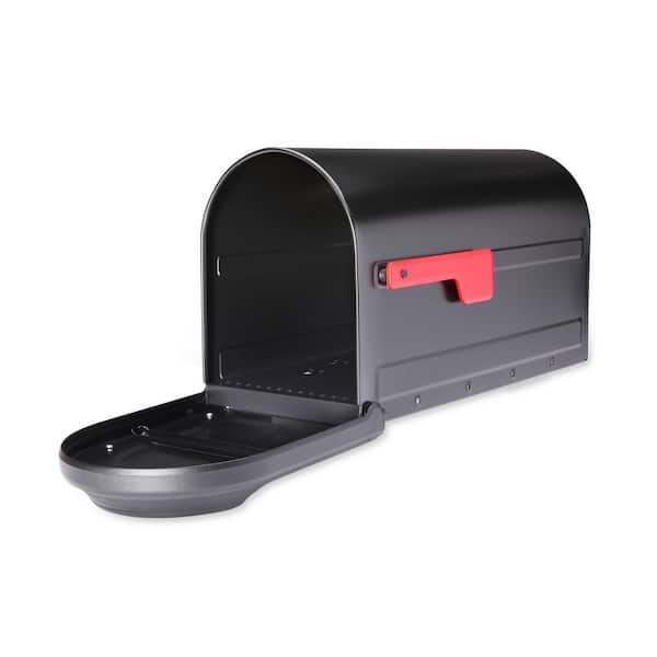 Barrington Post Mount Mailbox Black with Red Flag Barrington Post Mount Mailbox Black with Red Flag