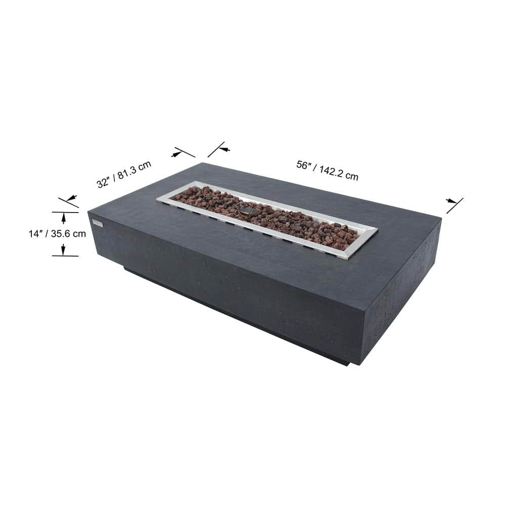 Gray Gas Free-Standing Fire Pit Table with Lava Rocks